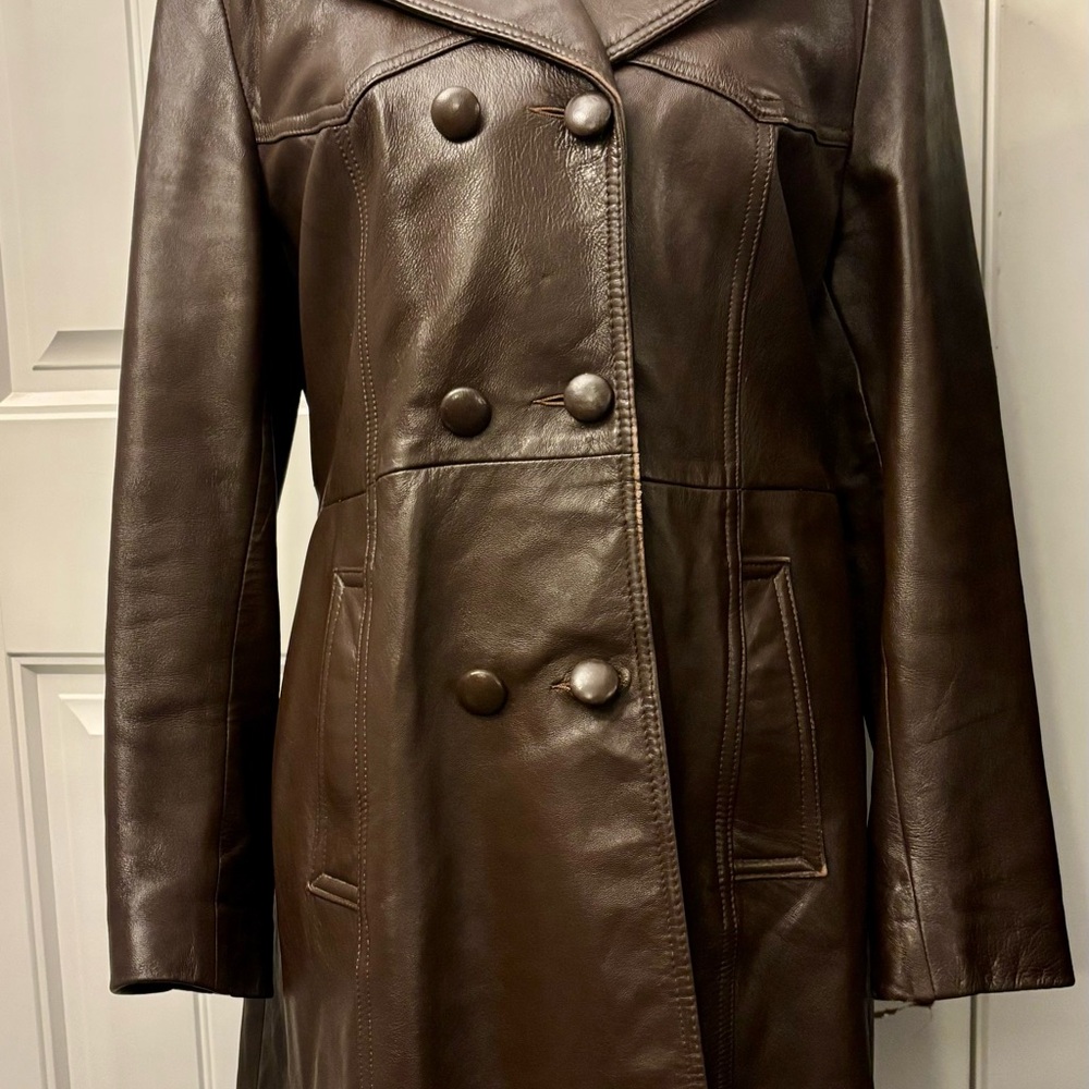 Vintage Brown Leather Jacket Classic Structured Design